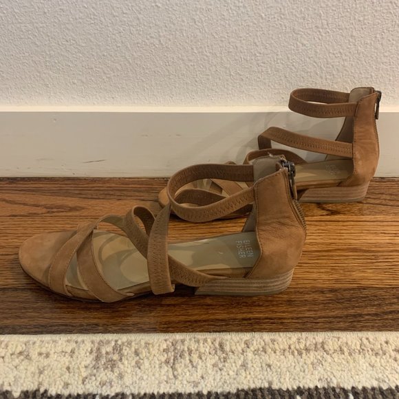 Eileen Fisher Eva Sandal in Tan Brown Nubuck Leather, Sz  8 1/2 - Picture 7 of 12